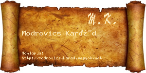 Modrovics Karád névjegykártya